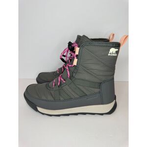 Sorel Whitney II Boots Youth 3 Womens 5 Waterproof Winter Snow Gray Pink